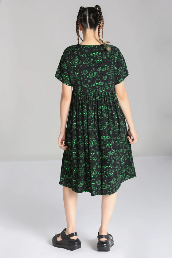 Hell Bunny Mulder Dress in Alien Print