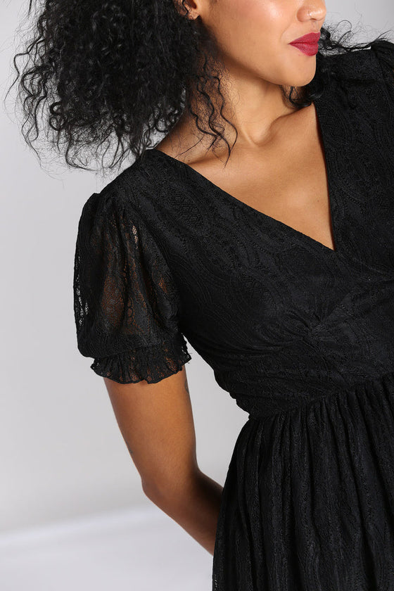 Hell Bunny Mortem Mini Dress in Stretchy Black Lace