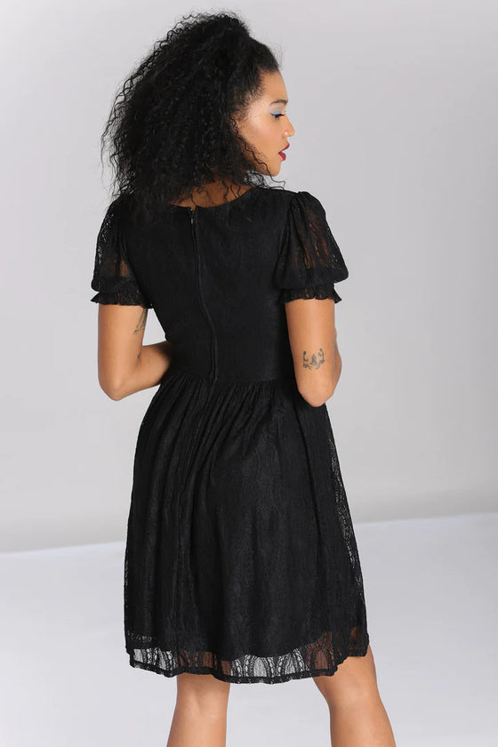 Hell Bunny Mortem Mini Dress in Stretchy Black Lace