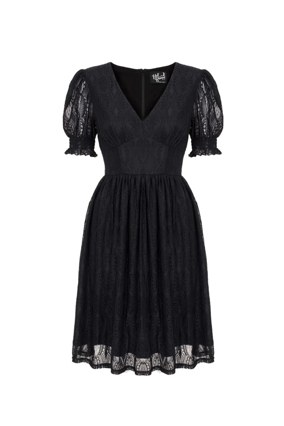 Hell Bunny Mortem Mini Dress in Stretchy Black Lace