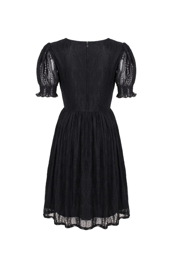 Hell Bunny Mortem Mini Dress in Stretchy Black Lace