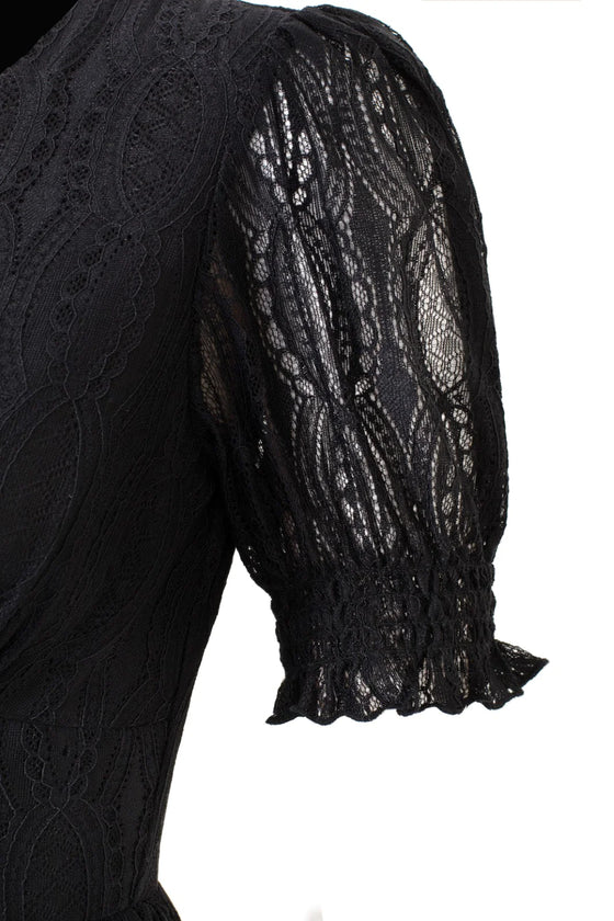 Hell Bunny Mortem Mini Dress in Stretchy Black Lace