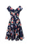 Hell Bunny Misa Midi Swing Dress with Crane Floral Print