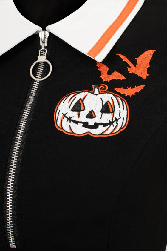 Hell Bunny Jack-O-Lantern Mini Dress Pumpkin Polo Style Halloween