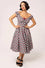 Hell Bunny Leonie Midi Dress Black and White Gingham with Red Hearts