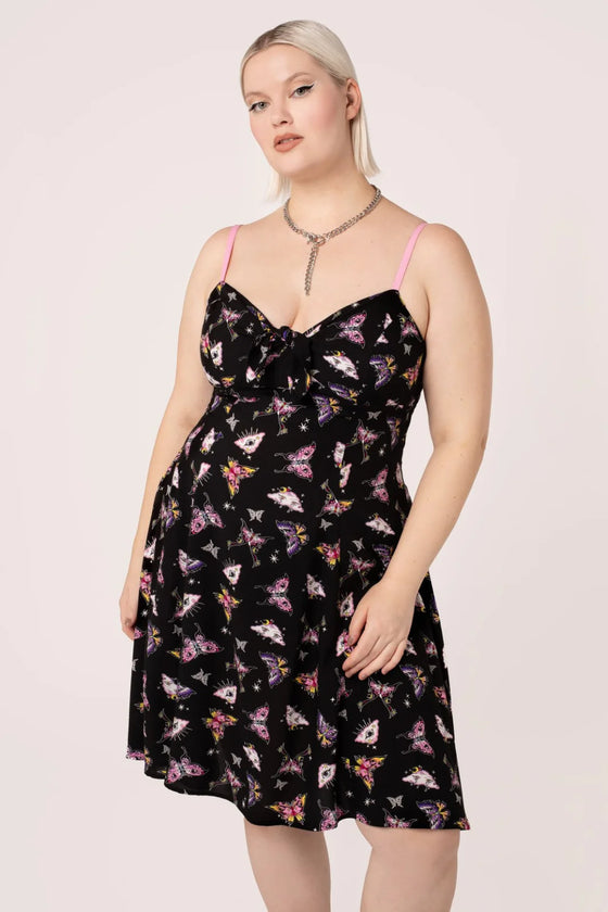 Hell Bunny Kocho Knee Dress Trippy Butterfly Print