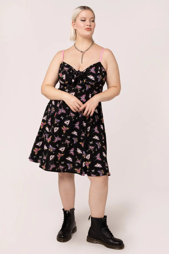 Hell Bunny Kocho Knee Dress Trippy Butterfly Print