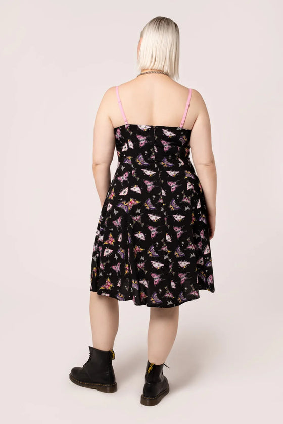 Hell Bunny Kocho Knee Dress Trippy Butterfly Print