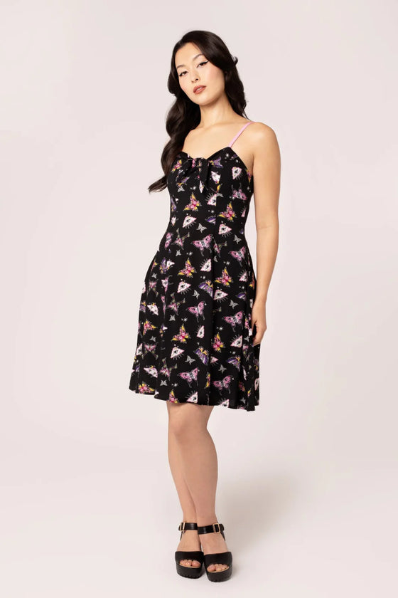 Hell Bunny Kocho Knee Dress Trippy Butterfly Print
