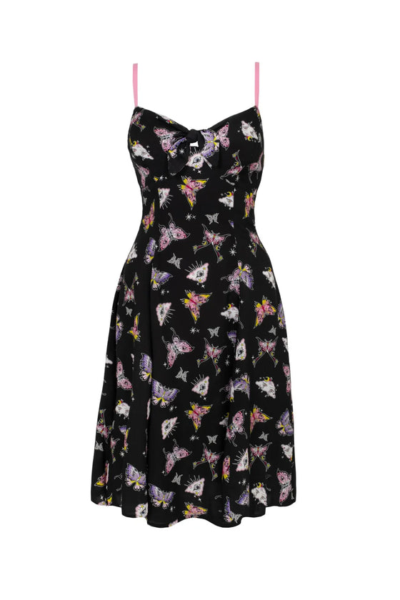 Hell Bunny Kocho Knee Dress Trippy Butterfly Print