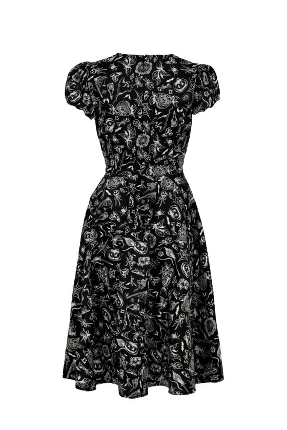 Hell Bunny Mischief Midi Dress with Halloween Print