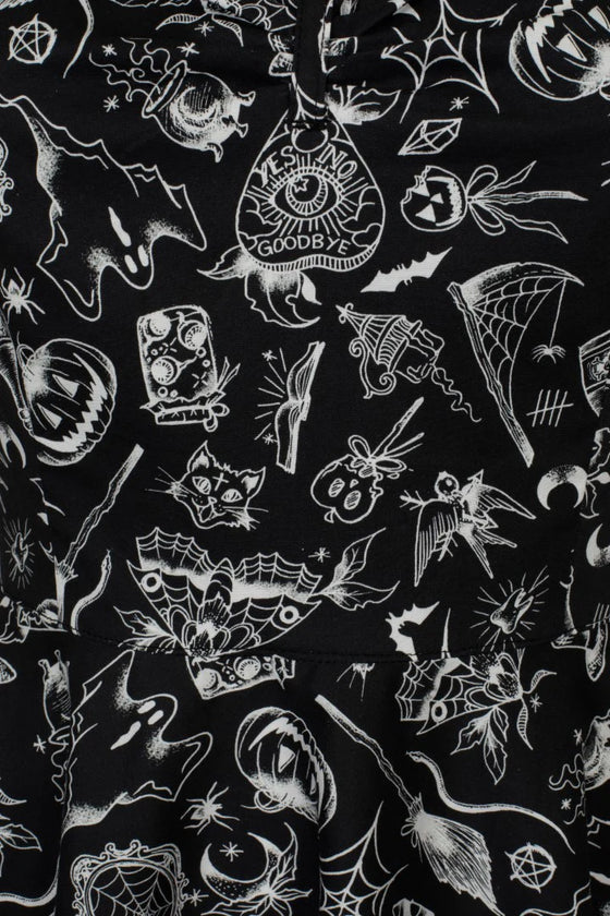 Hell Bunny Mischief Midi Dress with Halloween Print