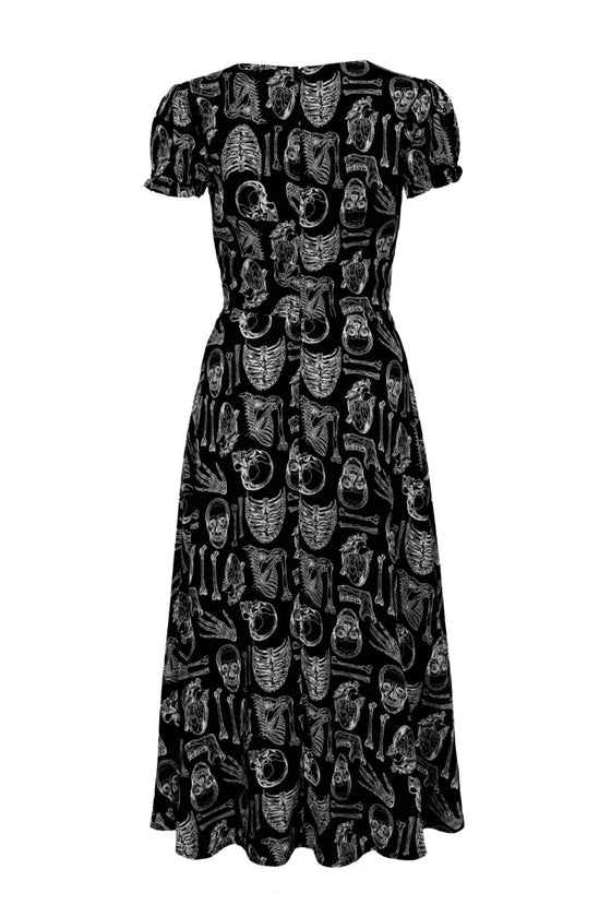 Hell Bunny Anatomy Midi Dress with Bone Print
