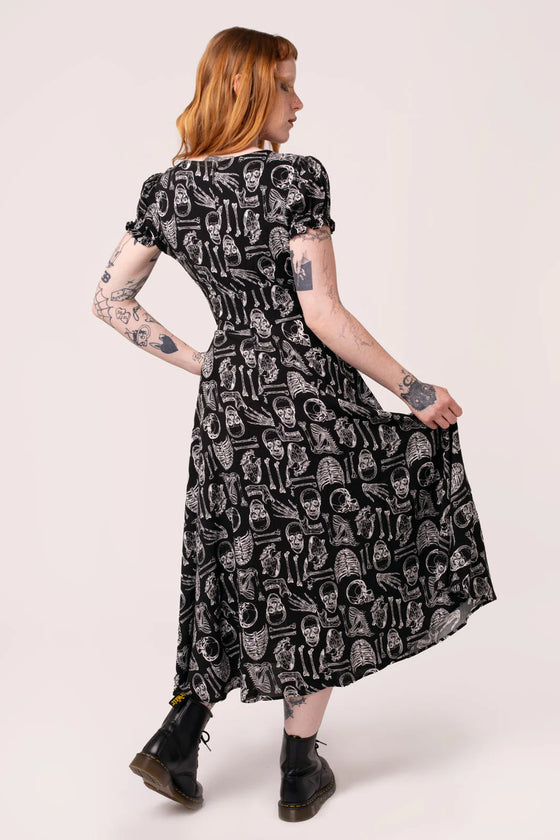 Hell Bunny Anatomy Midi Dress with Bone Print