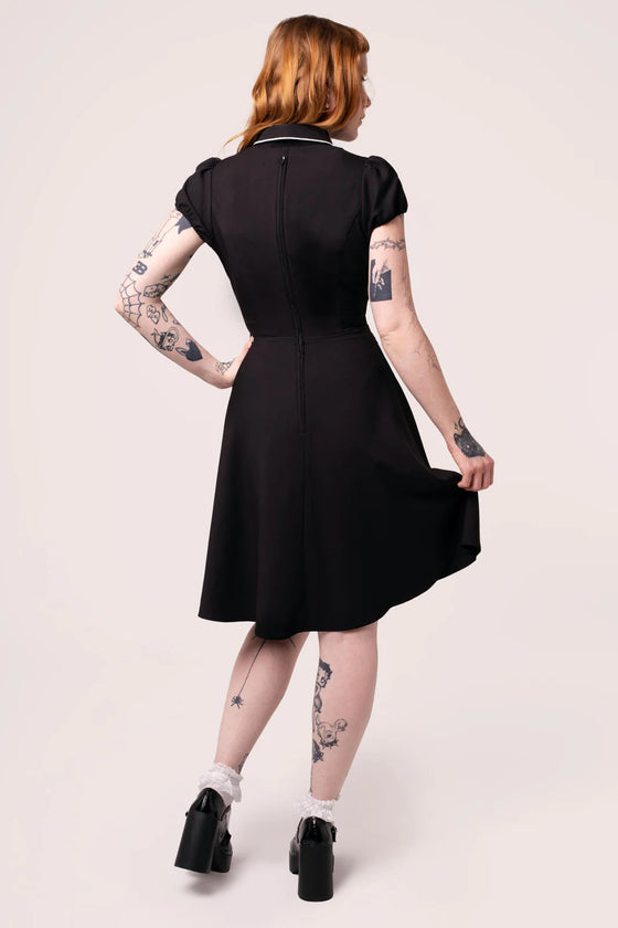 Hell Bunny Drusilla Dress with Bat Wing Collar Halloween