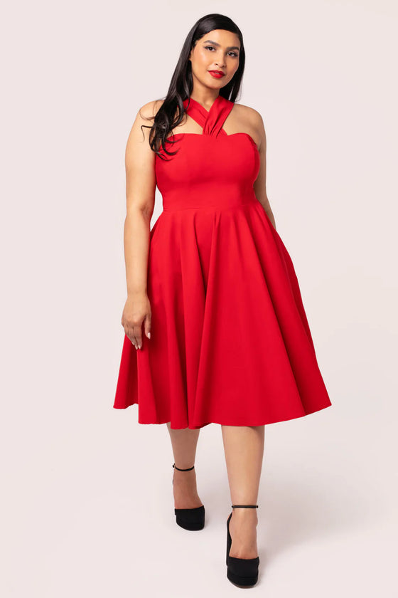 Hell Bunny Gina Dress in Red Glamourpuss - Pre-order Estimated dispatch 29 August 2025
