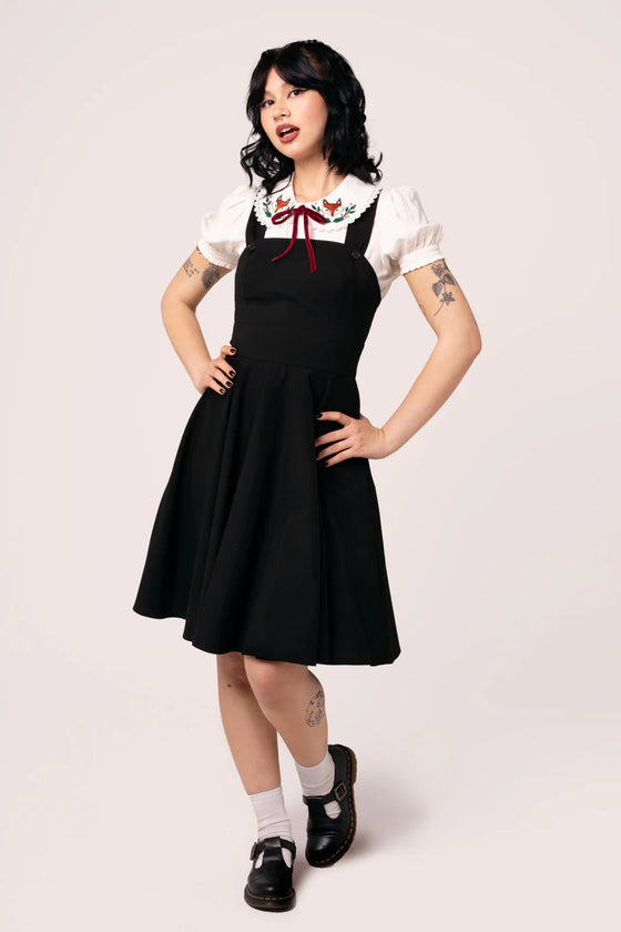 Hell Bunny Patti Plain Pinafore in Black Wardrobe Staple - Pre-order Estimated dispatch 29 August 2025