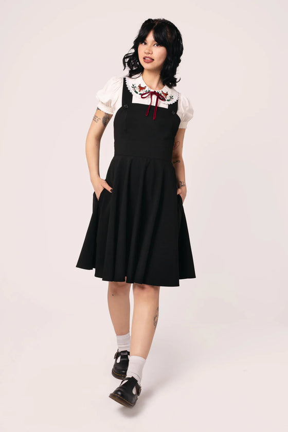 Hell Bunny Patti Plain Pinafore in Black Wardrobe Staple - Pre-order Estimated dispatch 29 August 2025