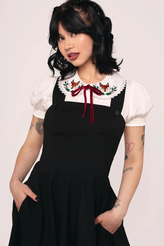 Hell Bunny Patti Plain Pinafore in Black Wardrobe Staple - Pre-order Estimated dispatch 29 August 2025