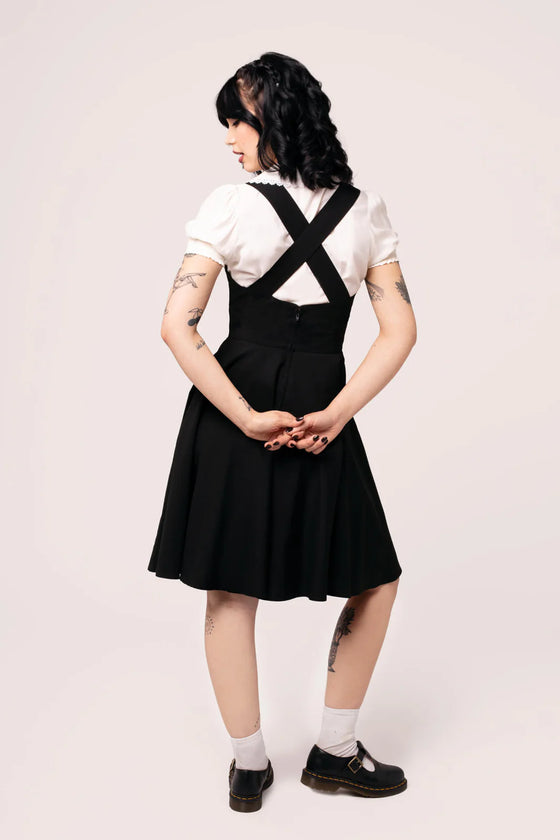 Hell Bunny Patti Plain Pinafore in Black Wardrobe Staple - Pre-order Estimated dispatch 29 August 2025