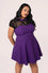 Hell Bunny Batsy Dress in Purple with Bat Mesh and Peter Pan Collar Halloween