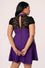 Hell Bunny Batsy Dress in Purple with Bat Mesh and Peter Pan Collar Halloween