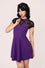 Hell Bunny Batsy Dress in Purple with Bat Mesh and Peter Pan Collar Halloween