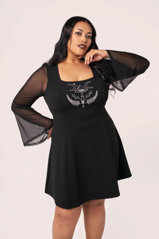 Hell Bunny Russula Dress with Mushroom Embroidery