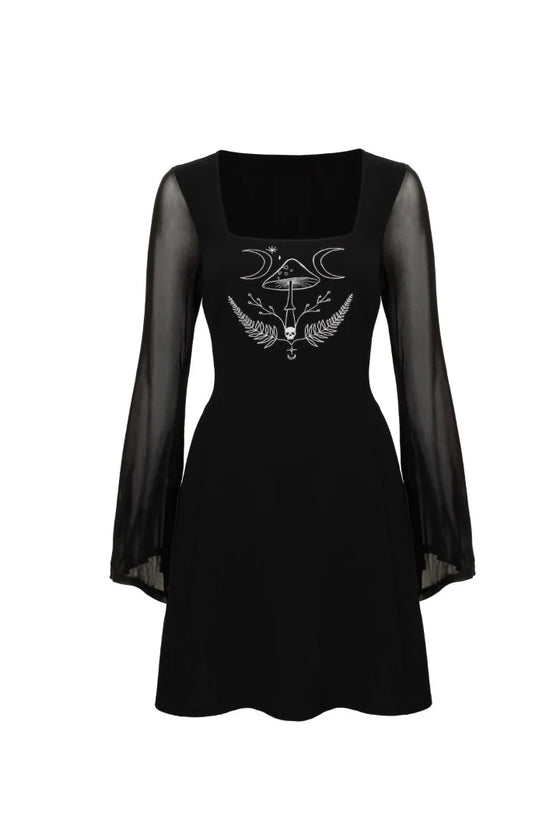 Hell Bunny Russula Dress with Mushroom Embroidery