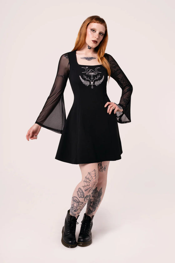 Hell Bunny Russula Dress with Mushroom Embroidery