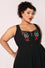 Hell Bunny Idaho Midi Knee Dress in Classic Black with Western Embroidery and Front Lacing -  PRE-ORDER estimated dispatch 13 Mar 2026