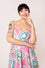Hell Bunny Dreamland Knee Midi Swing Dress in Pink with Tropical Flamingo Print