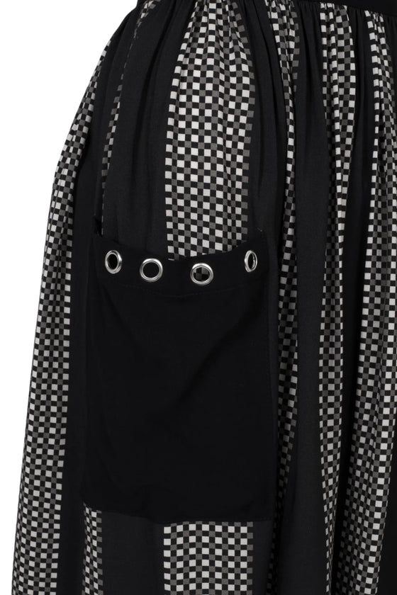 Hell Bunny Lita Skirt Gingham Stripe with Eyelet Detailing