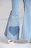 Hell Bunny Molly Flared Jeans in Blue Fruit Embroidery and Hearts STRETCHY