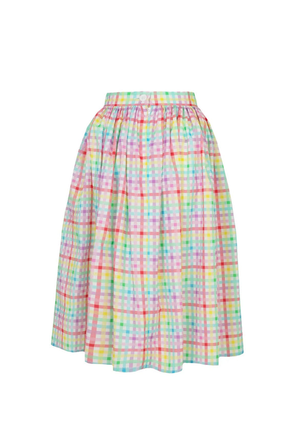 Hell Bunny Suzon Skirt Rainbow Gingham Plaid Check