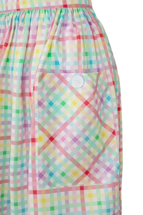 Hell Bunny Suzon Skirt Rainbow Gingham Plaid Check