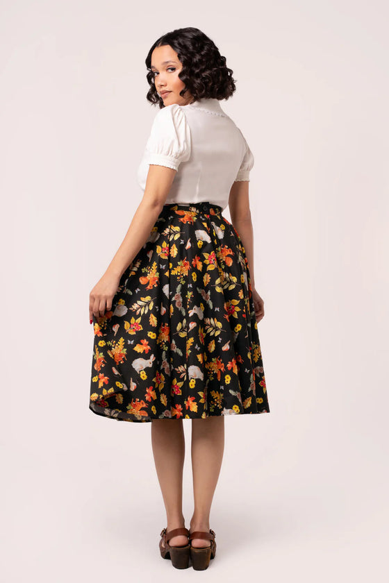 Hell Bunny Grizedale 50s Skirt Forest Print Bunny Squirrel