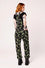 Hell Bunny Gaia Canvas Dungaree / Overalls Foliage Mystical Stretchy