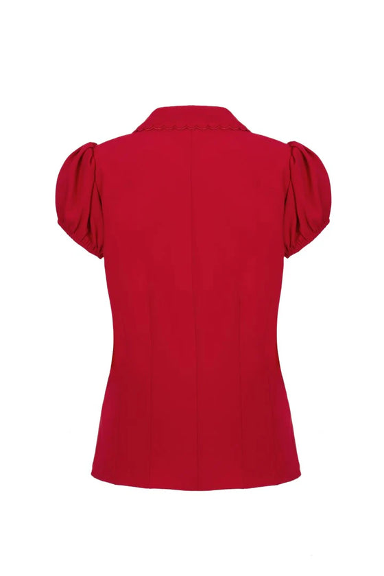 Hell Bunny Maddy Blouse in Red Wardrobe Staple - Pre-order Estimated dispatch 29 August 2025