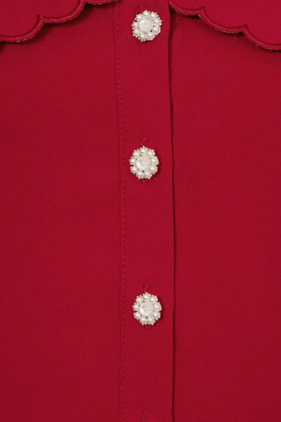 Hell Bunny Maddy Blouse in Red Wardrobe Staple - Pre-order Estimated dispatch 29 August 2025