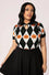 Hell Bunny Pumpkin Head Top Knitted Jumper with Harlequin Design Halloween