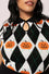 Hell Bunny Pumpkin Head Top Knitted Jumper with Harlequin Design Halloween