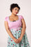Hell Bunny Gracie Top in Pink with Eyelet Lace Trim Stretchy