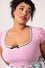 Hell Bunny Gracie Top in Pink with Eyelet Lace Trim Stretchy
