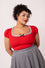 Hell Bunny Gracie Top in Red with Eyelet Lace Trim Stretchy