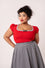 Hell Bunny Gracie Top in Red with Eyelet Lace Trim Stretchy