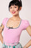 Hell Bunny Gracie Top in Pink with Eyelet Lace Trim Stretchy