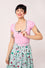 Hell Bunny Gracie Top in Pink with Eyelet Lace Trim Stretchy