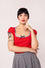 Hell Bunny Gracie Top in Red with Eyelet Lace Trim Stretchy