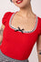 Hell Bunny Gracie Top in Red with Eyelet Lace Trim Stretchy